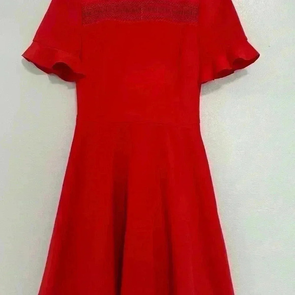 102. Ted Baker London Red Dress ruffled sleeve size 1 - Picture 9 of 10